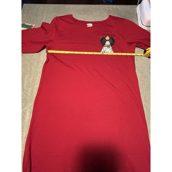 Vintage Red Maxi Christmas Angel Maxi Dress Side Slit Ugly Christmas Party Dress - Picture 2 of 8
